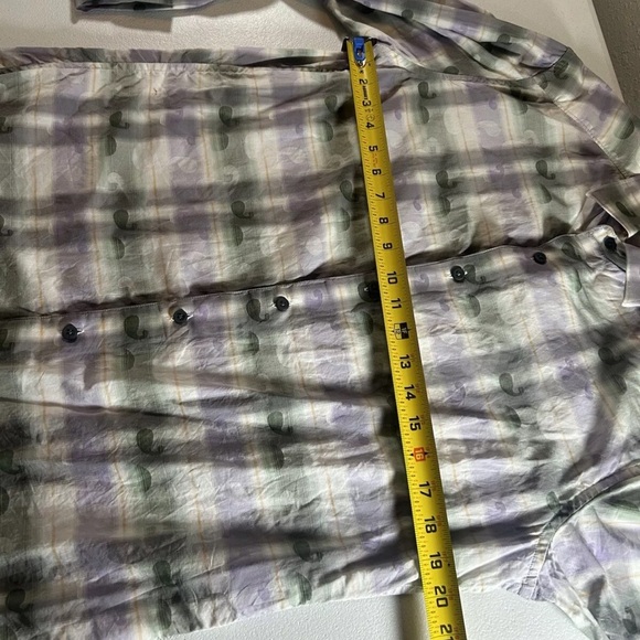 Robert Graham Men's Sz S Long Sleeve White Green Paisley Plaid Button Up Shirt - Picture 11 of 11